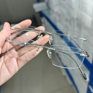 Gafas de Metal de marca de lujo a la moda, gafas de cristal para hombre, monturas ópticas, gafas de negocios sin montura, monturas ópticas mixtas - Product Image 5