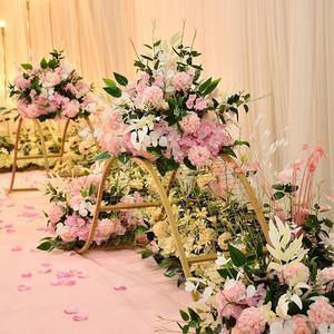 Floral Artificial Flower Decoration Arch For Christmas Party Faux Flower Ball Centerpiece Table <strong>Runner</strong> For Wedding Baby Blue