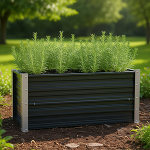 แปลงปลูกผักยกพื้นเหล็กชุบสังกะสีสีแอนทราไซต์ ขนาด 39.4x15.7x17.7 นิ้ว สำหรับสวนสมัยใหม่ - Product Image 2