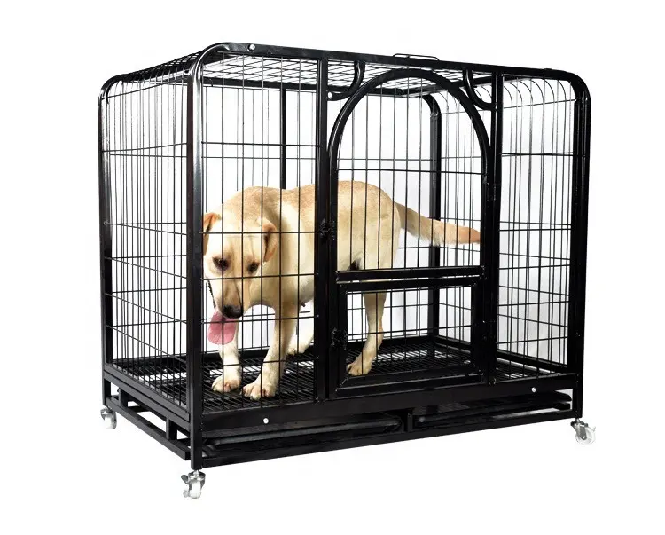 Heavy duty galvanized steel metal dog kennel cage with wheels