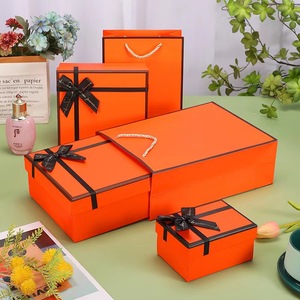 Boîte cadeau classique de marque Orange avec ruban, emballage personnalisé avec logo, boîte cadeau en carton pour le rangement - Product Image 2