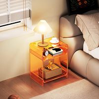 Table de rangement pour tourne-disques en acrylique orange, étagère, table d'appoint carrée en PU, table de chevet, table d'appoint transparente pour salon, canapés
