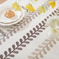 Nappe de table de mariage personnalisée en coton et lin, brodée, géométrique, faite à la main, écologique, taille et couleur sur mesure, vente en gros