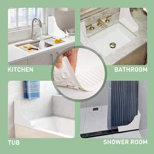 2-Pack Silicone Shower Splash <b>Guard</b> with Strong Suction Cups Reusable Bath Tub <b>Corner</b> Water Blocker for Secure Seal&Easy Removal - Product Image 6