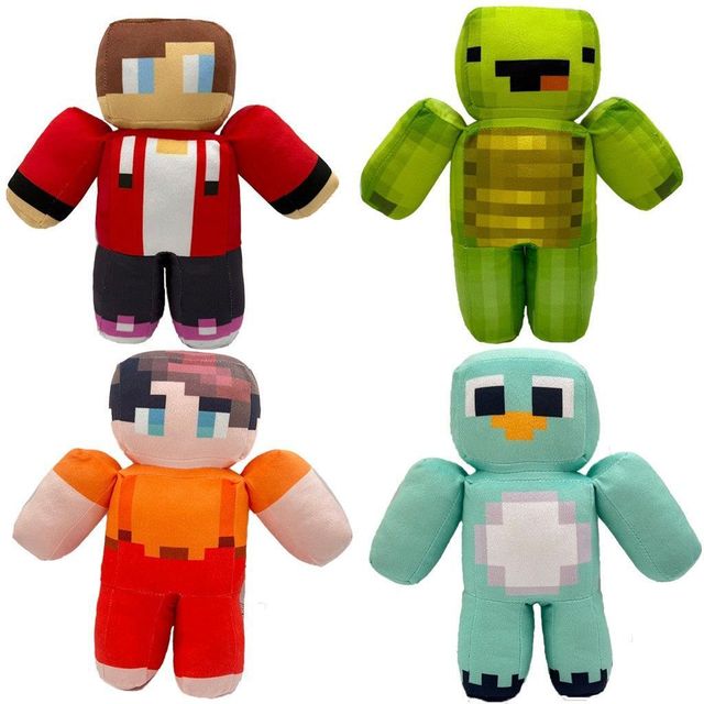 MC Mine Craft Figurine-Block-style Plush Toy with Stress Relief Function Mesh Lining for Children & Adults