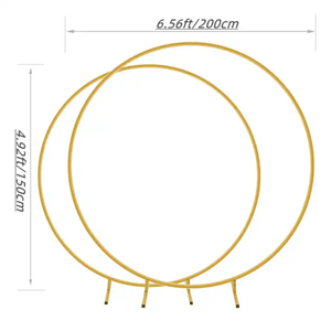 Arche de mariage, décoration de <span class=keywords><strong>cercle</strong></span>, fond en métal <span class=keywords><strong>doré</strong></span> blanc, décoration de mariage, fond de photomaton - Product Image 5