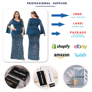 Robes de soirée de <span class=keywords><strong>luxe</strong></span> LY2123D pour femmes grandes tailles, élégantes, col en V, manches longues, sequins, pour soirée formelle, bal - Product Image 3