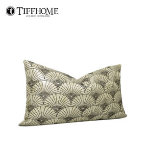 <span class=keywords><strong>Coussin</strong></span> lombaire Tiff Home Art Déco à motif festonné, tissu tissé vintage <span class=keywords><strong>noir</strong></span> <span class=keywords><strong>et</strong></span> <span class=keywords><strong>beige</strong></span>, <span class=keywords><strong>coussin</strong></span> décoratif pour salon, canapé - Product Image 3