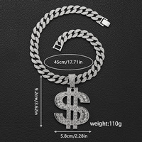 Collier pendentif unisexe tendance en alliage de zinc plaqué or, motif dollar et couteau, accessoire de mode pour soirée