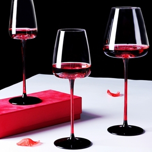 Copas de vino de estilo italiano, creativas, sin plomo, sopladas a mano, cristal cortado, Borgoña, fondo negro, vástago rojo, cristal - Product Image 3