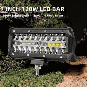 Barre lumineuse LED 7 pouces 120W 4000LM, projecteur combiné spot et large faisceau, lampe de travail tout-terrain pour pick-up, Jeep, UTV, ATV - Product Image 2