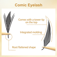 Forme de plume Premade Fan Lashes Comic Spire Cils Floraison automatique Volume russe Extension de cils Fée Lashes