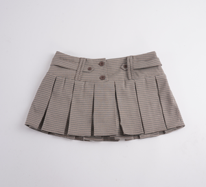 Mini-jupe plissée trapèze à taille naturelle avec imprimé écossais et boutons décoratifs, design flatteur pour la silhouette, style urbain tendance - Product Image 6