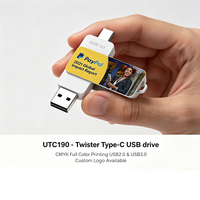 Clé USB double interface OTG UTC190 avec logo personnalisé, USB 2.0 Type C, clé USB pour téléphone portable, stockage externe, clé USB personnalisée