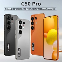Téléphone Original C50 PRO 16G+1TB Android 15 Écran perforé de 7,3 pouces avec IA, Conception personnalisée ODM/OEM pour téléphones mobiles