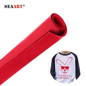 Seaart 3D Red Flock SGS Tested Flock Heat Transfer Vinyl Roll