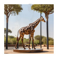 Sculpture de jardin girafe en bronze grandeur nature, statue de girafe en métal pour extérieur, statues d'animaux girafes en métal à vendre