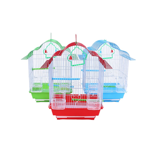 Toptan Düz Desenli Paslanmaz Çelik Demir Kuş Kafesi, Saplı, Canlı Kullanım İçin Kuş Yetiştirme Kafesleri, Kutu İçinde Paketlenmiş, Plastik Tepsi - Product Image 1
