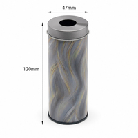 Boîte en métal ronde haut de gamme de 47x120 mm pour l'emballage et le stockage du thé et du café, boîte cylindrique en étain