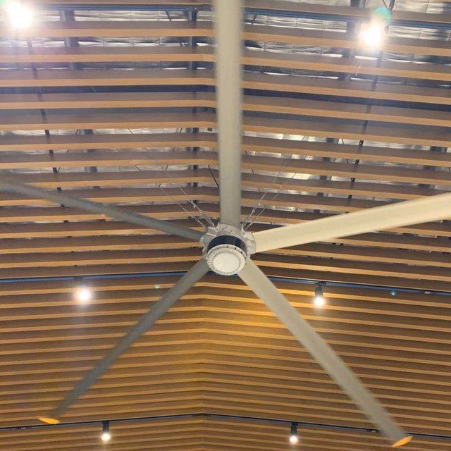 6.3M 20ft Industrial Ceiling Fan with 5 Blades Aluminum Alloy PMSM Motor 220V 85kg 1 Year Warranty for Church