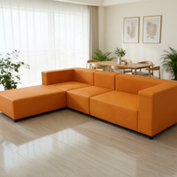 Eckiges Modulares Sofa-Set mit Edelstahlbeinen, Schwammfüllung, Modernes Design für Apartment, Wohnzimmer, Lager, Villa