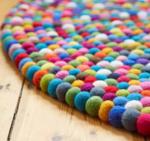 Nhiều Màu Cảm Thấy Bóng Thảm Handmade Pom Pom Thảm Vòng 100% Len Cảm Thấy Bóng Thảm - Product Image 3