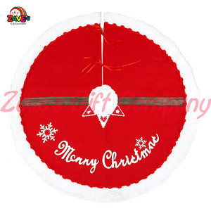 Zaves 38 pouces motif moderne artisanat arbre de noël jupe rouge blanc marron couleur avec joyeux noël <span class=keywords><strong>lettre</strong></span> usine en gros - Product Image 1