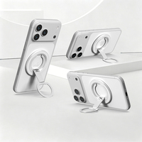 Support de téléphone triple anneau avec béquille pliable à 3 niveaux pour chargement magnétique compatible avec coque transparente universelle pour téléphone portable
