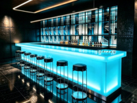 Comptoir de bar personnalisé de grande taille et de forme allongée pour discothèque, cocktail, vin, pub, hôtel, salon