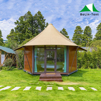 Tente hexagonale de luxe pour hôtel, camping en plein air, hébergement en hôtel, tente de glamping