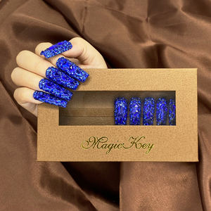 Cubierta completa rojo/azul/Verde diamantes <span class=keywords><strong>de</strong></span> imitación hermosas <span class=keywords><strong>uñas</strong></span> cuadradas duraderas Prensa en 10PCS brillante Bing hecho a mano juego <span class=keywords><strong>de</strong></span> <span class=keywords><strong>uñas</strong></span> caseras - Product Image 3