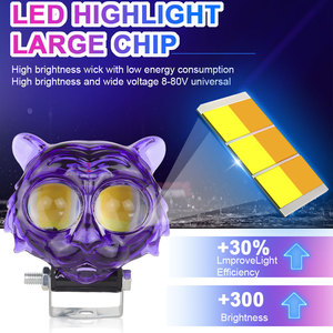 LELANPU Accesorios Indicadores de Dirección Faro RGB con Forma de Cabeza de Tigre 50W Proyector LED para Motocicleta con 2 Lentes Luz de Trabajo - Product Image 2