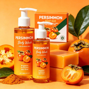 Private Label Persimmon Body Wash and <b>Soap</b> Bar <b>Set</b> Body Odor Elimination Low MOQ Brightening Skin Care Kit - Product Image 1