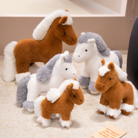 Peluche Cheval Châtain Blanc Super Douce Réaliste Moelleuse Broderie Logo Personnalisé Anti-Stress Taille Personnalisable