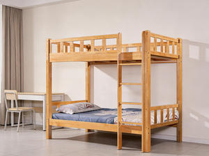 Cama litera moderna de la serie Colorful con barandillas de seguridad y escaleras, muebles de dormitorio infantiles de madera maciza de roble, cama para dormitorio de estudiantes - Product Image 3