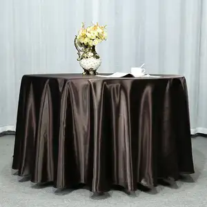 Round Satin Tablecloth White Black Solid Table Cloth For Wedding Birthday Party Table Cover Home Decor