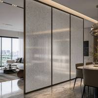 Ultra Clear Fluted Glass Panel with White Dot Pattern Decorative Reeded Glass Partition Wall for Home Office Room Divider