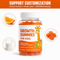 Gummies de croissance pour enfants : Soutien au développement osseux, calcium, vitamines D3, K2, zinc, sans sucre, marque privée, vente en gros