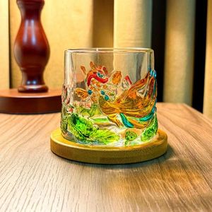 Vasos de Whisky de Cristal Pintados a Mano al por Mayor, Estilo Vintage con Diseño de Nopas, Vasos Coloridos para Beber en Casa, Bar o Fiesta - Product Image 1