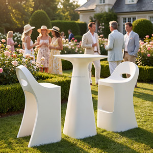 2026 New Design Modern White Bar Chair Outdoor Lounge Seating Curved Backless <b>Stool</b> for Balcony Terrace Hotel Cafe - Product Image 2