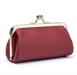 Nouvelle pochette à monnaie de niche, mini sac de rangement en cuir de vachette pleine fleur, sac à main en cuir véritable pour femme, élégant, enveloppe rouge, petit sac à clip - Product Image 6