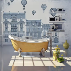 Papier adhésif bleu d'architecture de <span class=keywords><strong>Paris</strong></span> pour le papier peint européen de style de murs - Product Image 2