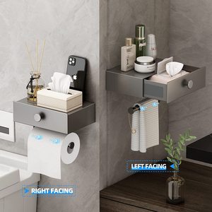 <span class=keywords><strong>Porta</strong></span> <span class=keywords><strong>carta</strong></span> <span class=keywords><strong>igienica</strong></span> autoadesiva moderna in lega di alluminio con mensola <span class=keywords><strong>e</strong></span> cassetto nascosto per il bagno - Product Image 5