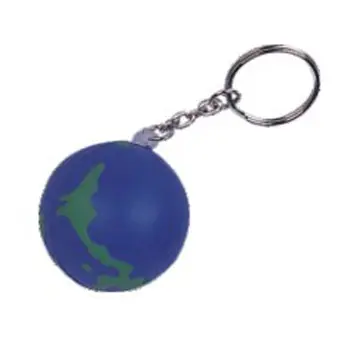 PU Earth Stress Ball with Keychain Globe Stress Reliever Keyring