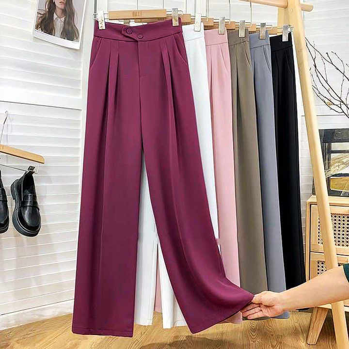 Loose Long Sleeves Shirt High Waist Straight Pants Suit main image 1