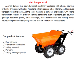 รถเข็นขนาดเล็กและรถดัมพ์-รับน้ำหนักได้ 250 กก. งานหนัก 6.5 แรงม้า ใช้พลังงานน้ำมันเบนซิน/ไฟฟ้า/แบตเตอรี่ สำหรับงานก่อสร้าง ฟาร์ม สวน - Product Image 2