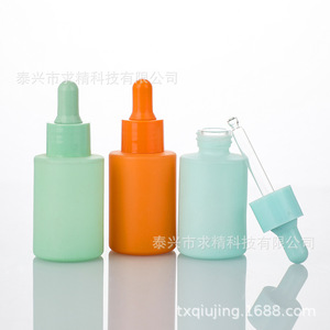 30ml Macaron Colored Glass <b>Dropper</b> <b>Bottle</b> Cylinder Shape Matte Finish For Essential Oils And Skincare Travel Size - Product Image 1