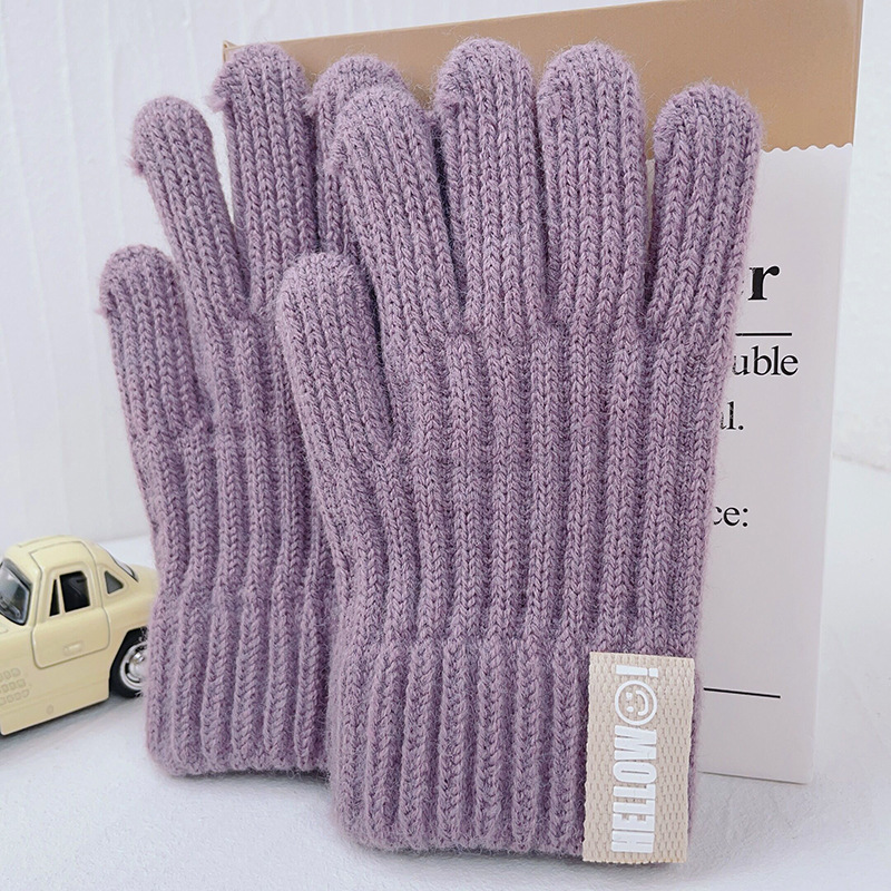 6 Pairs Kids Full Finger Knitted Thermal Gloves - Winter Warm Mittens For Boys Girls Cold Weather