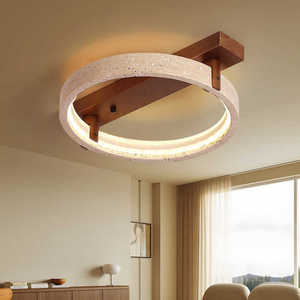 Lámpara de <span class=keywords><strong>Techo</strong></span> de Estilo Japonés para Dormitorio y Sala de Estar con Diseño de Travertino Amarillo, Lámpara LED Circular Creativa de Estilo Wabi-Sabi - Product Image 2