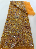 Tissu en dentelle perlée de luxe NI.AI, tissu en tulle à sequins, magnifique dentelle en filet pour robe de mariée ou de soirée